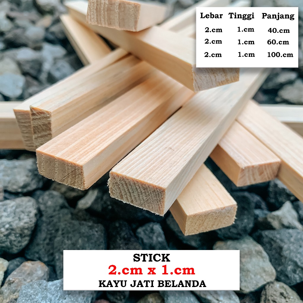 Jual Stick Kayu list Kayu pinus jati belanda ukuran 2.cm x 1.cm sudah ...