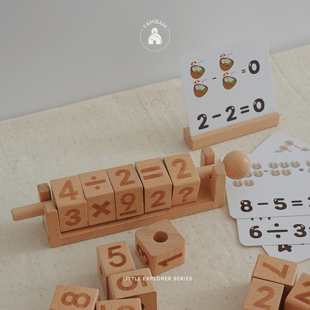 Jual Wooden Number Builder Blocks / Mainan balok kayu berhitung anak ...