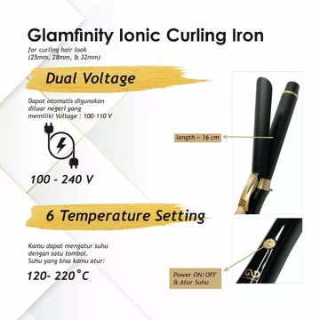 GLAMFINITY Ionic Curling Iron (Catokan Curly Dengan Teknologi Ionic)