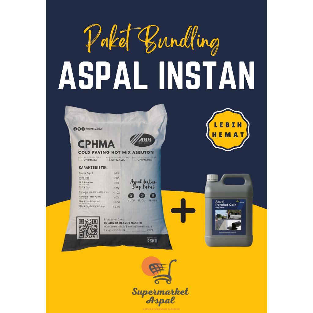 Jual Paket Bundling Aspal dingin instan CPHMA 25kg + Aspal perekat cair ...