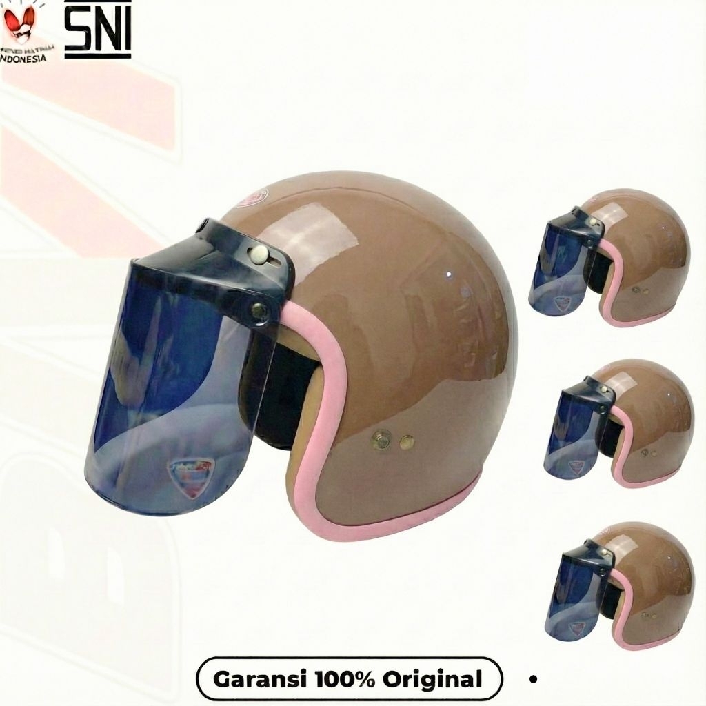 Helm Bogo Bivi Premio List Warna Polos Half Face Sni Pria-wanita Dewasa Hijab - foto 3