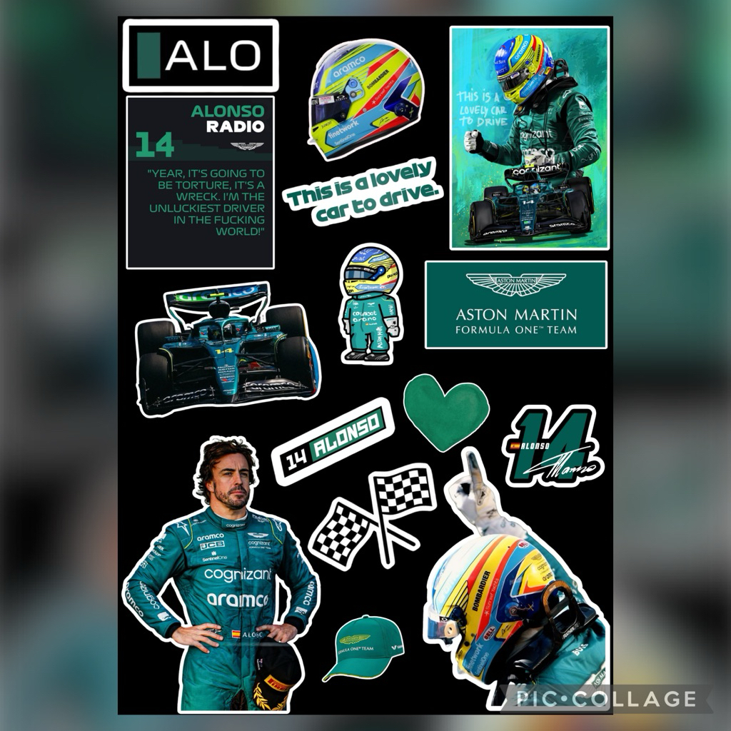 Jual Sticker Formula 1 Aston Martin Fernando Alonso | 16 Pcs Vinyl ...