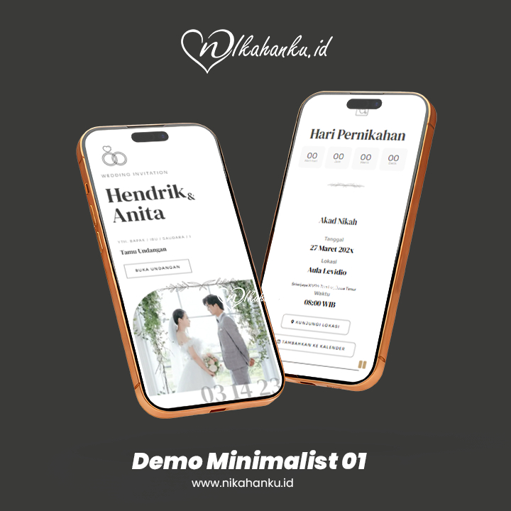 Undangan Digital Website Pernikahan | Tema  Minimalist | Bebas Revisi & Fitur RSVP | Nikahanku.id