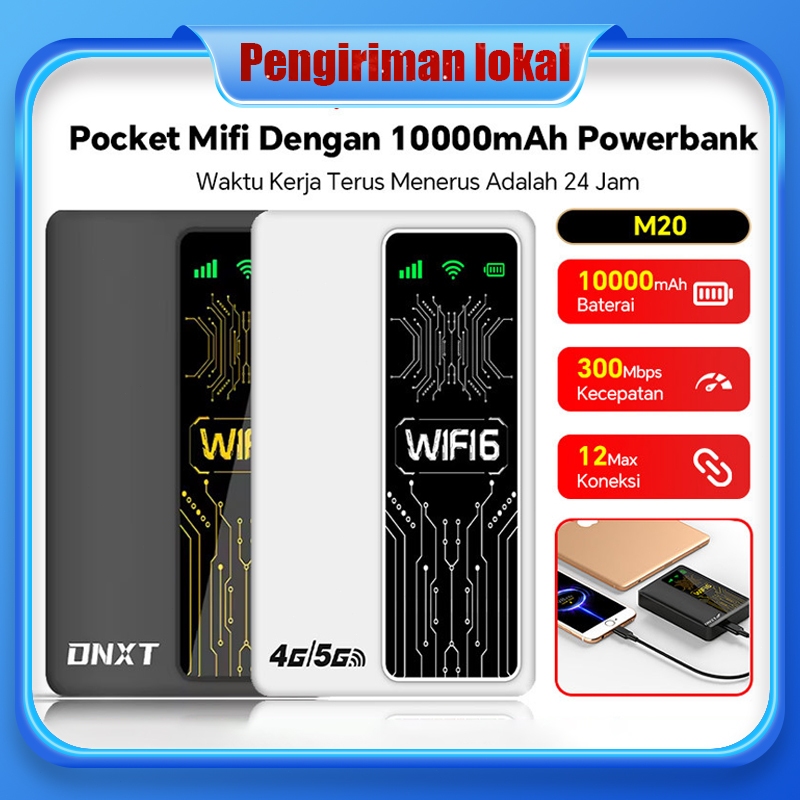 Modem WiFi Mifi M20 300Mbps Mifi UNLOCK ALL OPERATOR SIM Card Wifi 6+10000mAh Power Bank 2-in-1 Power Bank Router WIFI Mendukung 10 Perangkat