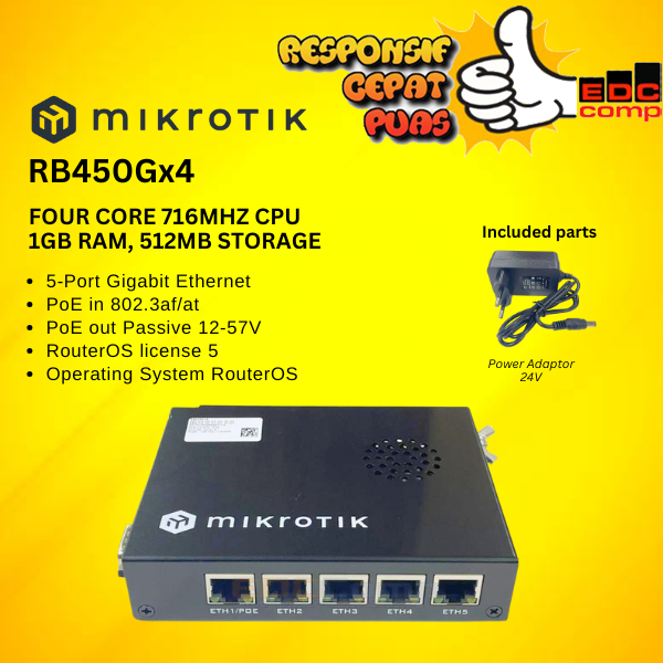 Jual Mikrotik RB450Gx4 Router Indoor / RB 450GX4 / RB-450GX4 / rb450gx4 ...