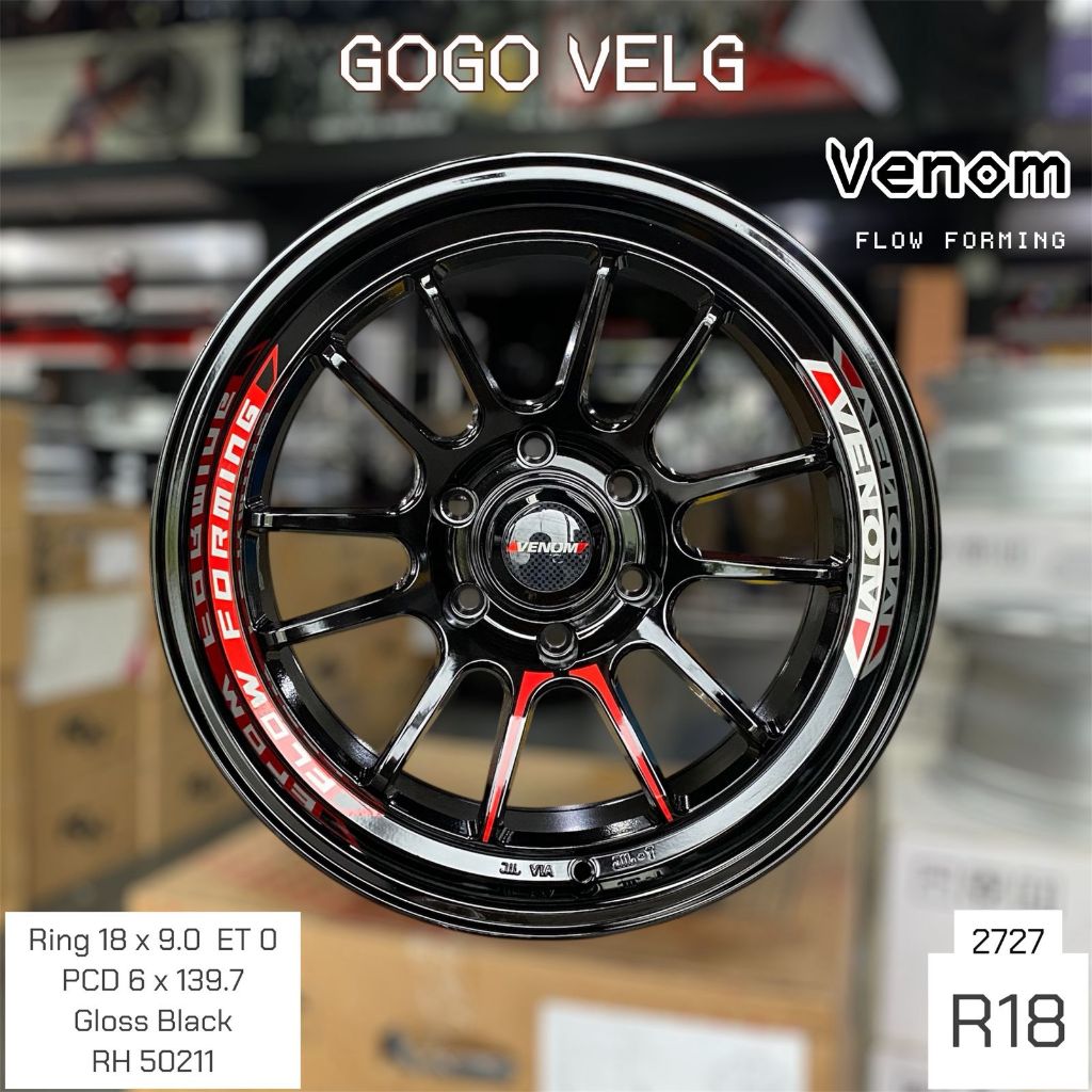 Jual Velg Mobil R18 Venom PCD 6X139,7 Lebar 9 ET 0 Black Gloss Ring 18 ...