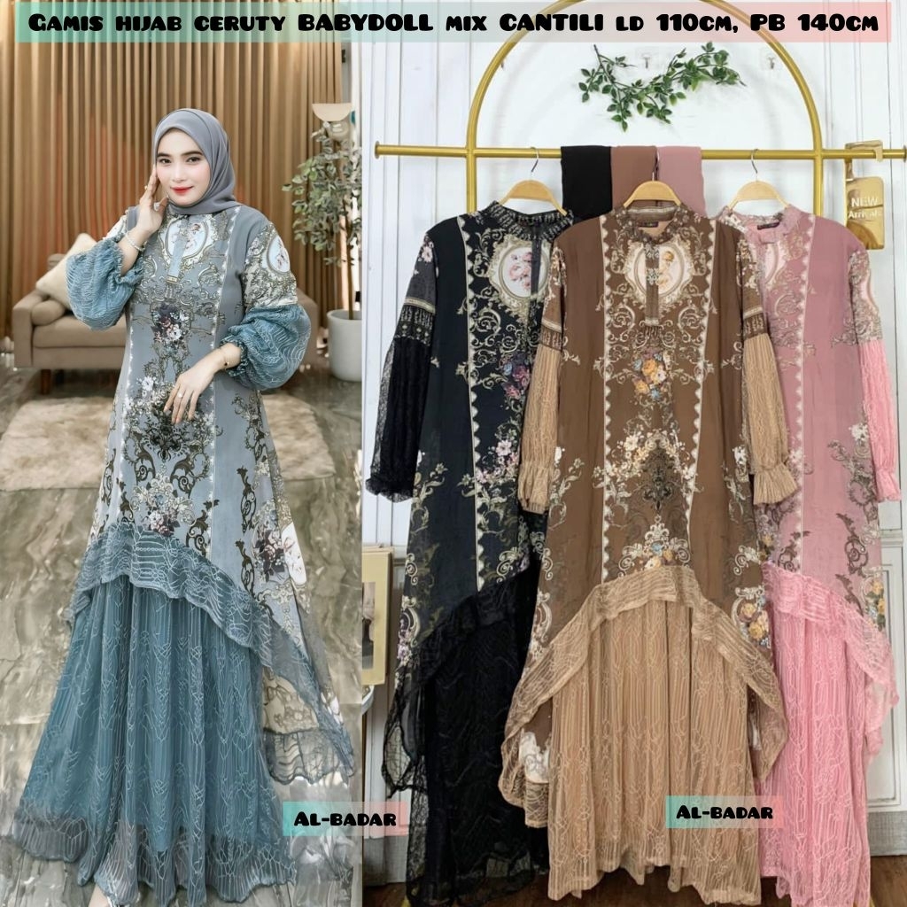 [ BISA COD ] GAMIS CERUTY MOTIF ETNIK PLUS HIJAB SEGI EMPAT MODEL DAN MOTIF TERBARU DAN TERLARIS