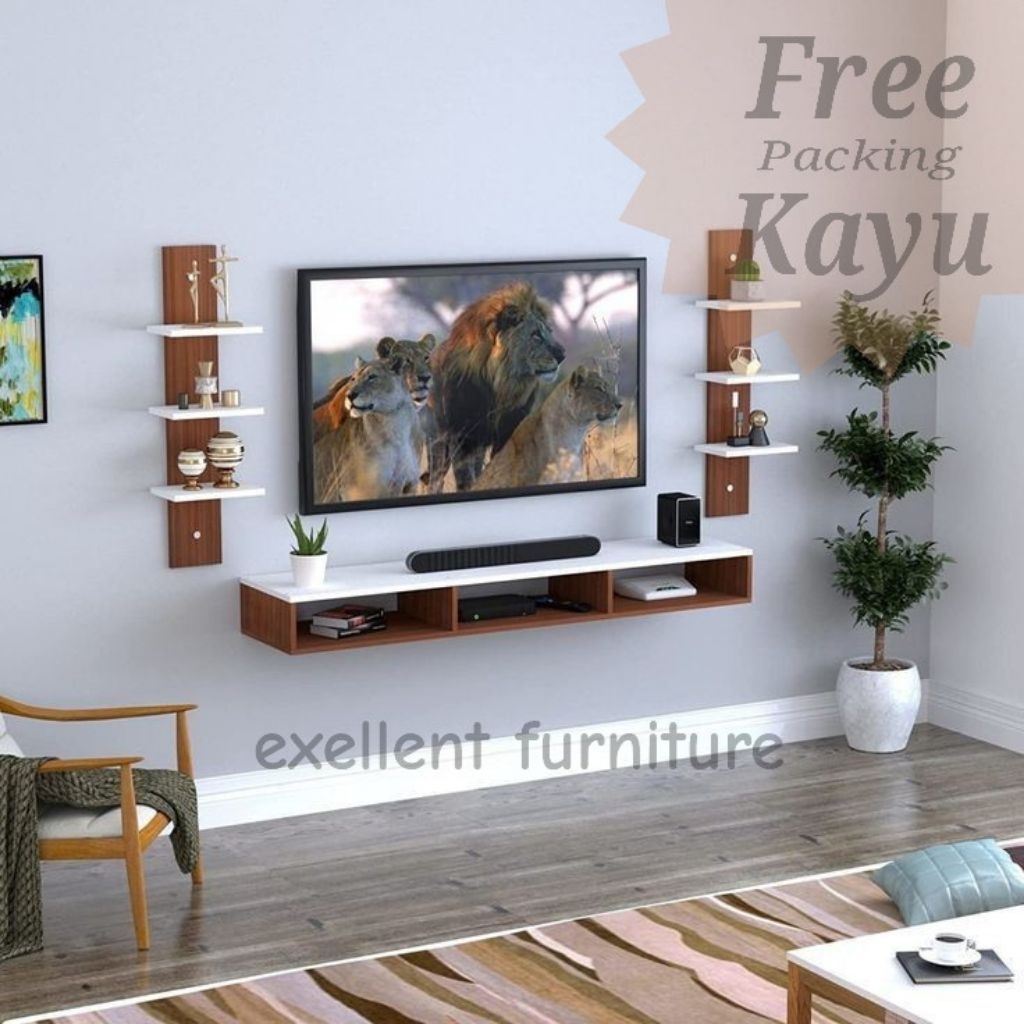 Jual meja tv minimalis modern free rak gantung minimalis sudah di rakit ...
