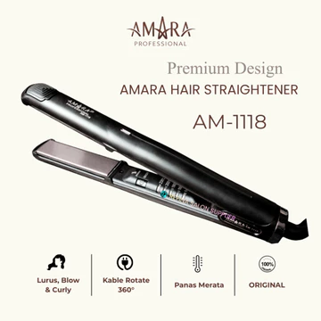 Catokan Rambut AMARA AM 1118 Plat Tourmaline Lurus Curly 2in1 Premium