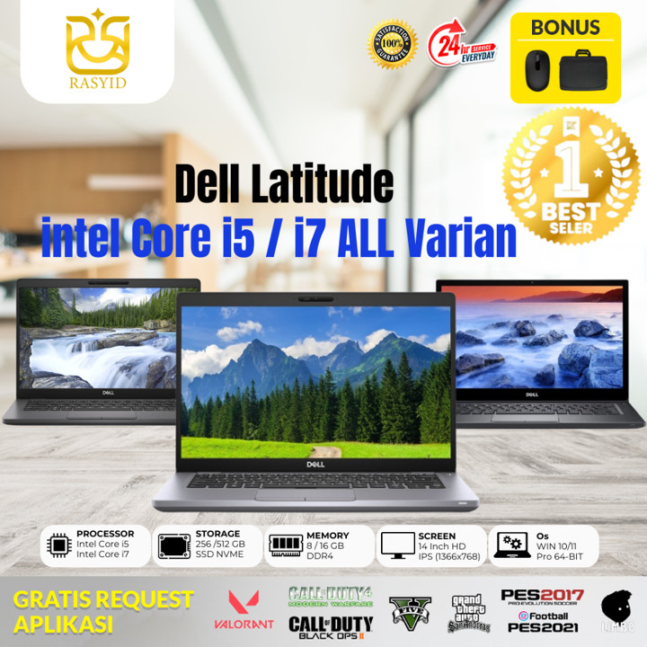 Laptop Dell Latitude Intel Core i7 / i5 Ram 16gb SSD 512gb Original Bergaransi