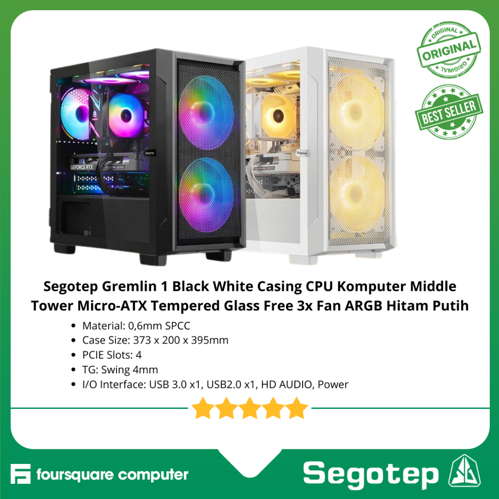 Jual Segotep Gremlin 1 Black White Casing CPU Komputer Middle Tower ...