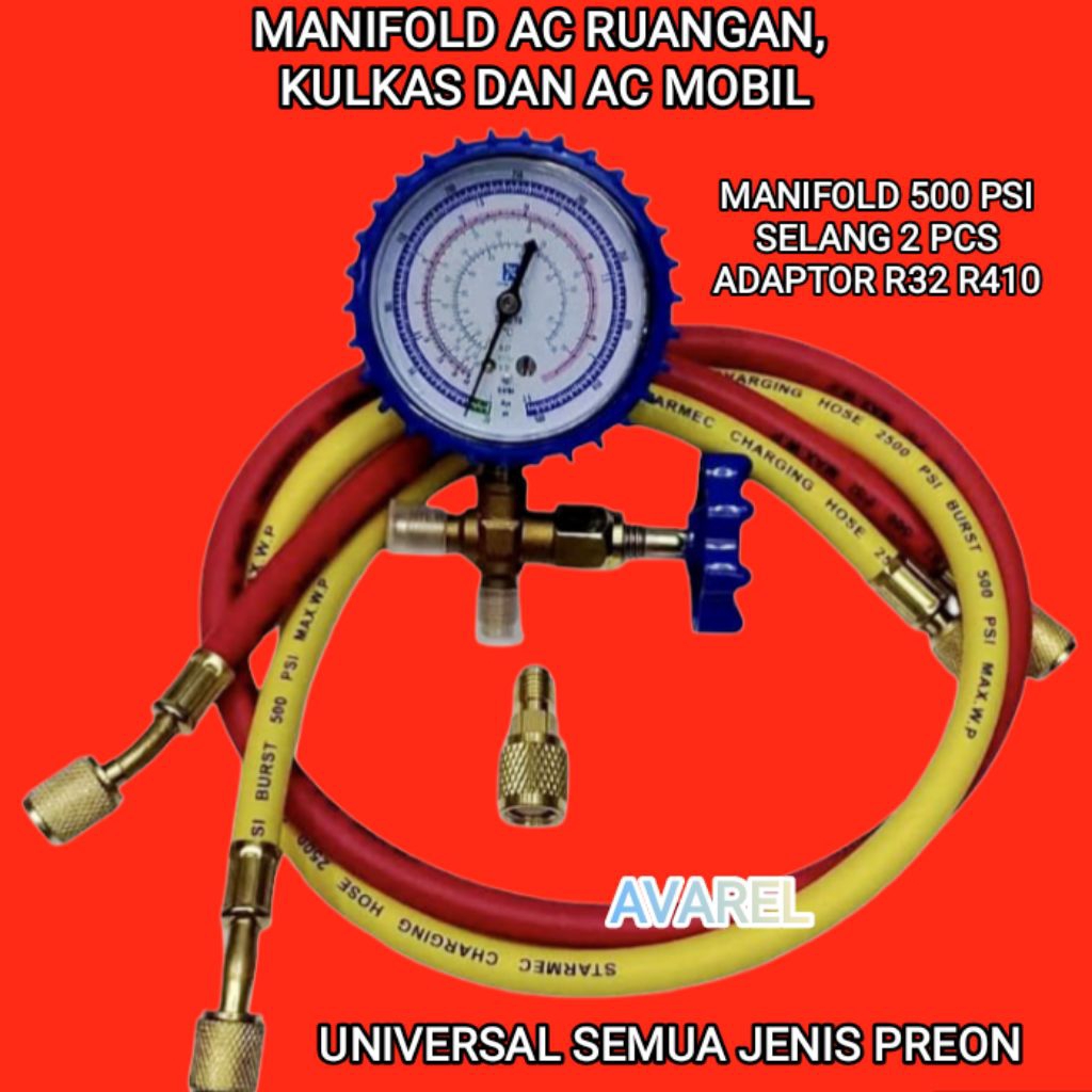 Jual PAKET SINGGEL MANIFOLD AC DAN KULKAS MULTI 500 PSI+ SELANG 2 PCS ...