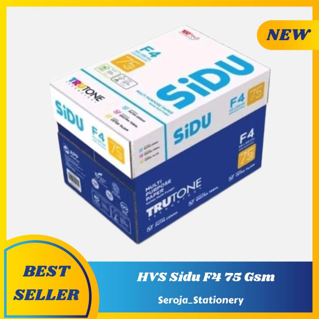 Jual Kertas HVS F4 75 GSM SIDU 1 Box / 5 Rim | Shopee Indonesia