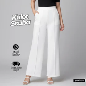 Celana Kulot Scuba Wanita Highwaist Celana Panjang Wanita Kantor Casual Cullote Pants Korean