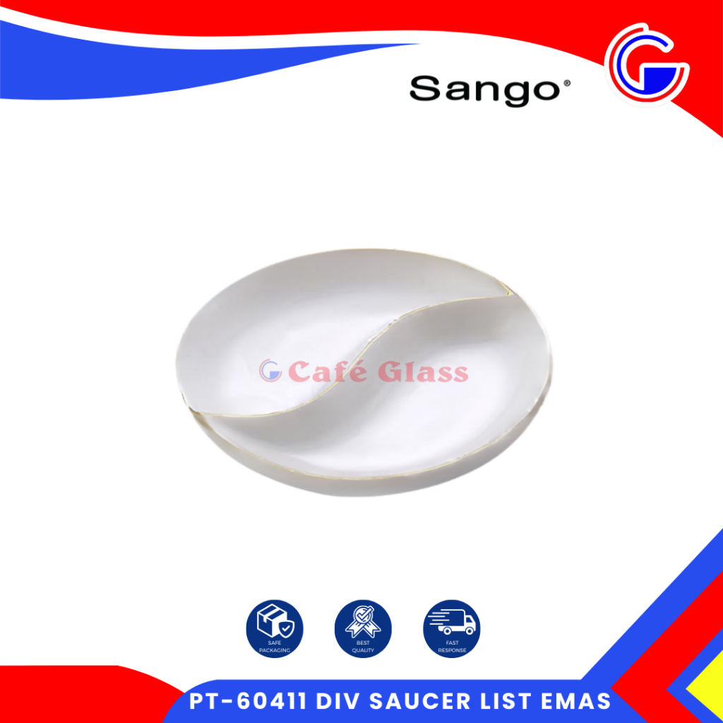 Lepek Saus Sambal Kecap Keramik - Sauce Dish Sekat 2 - Pt-60411 Divider Saucer Sango