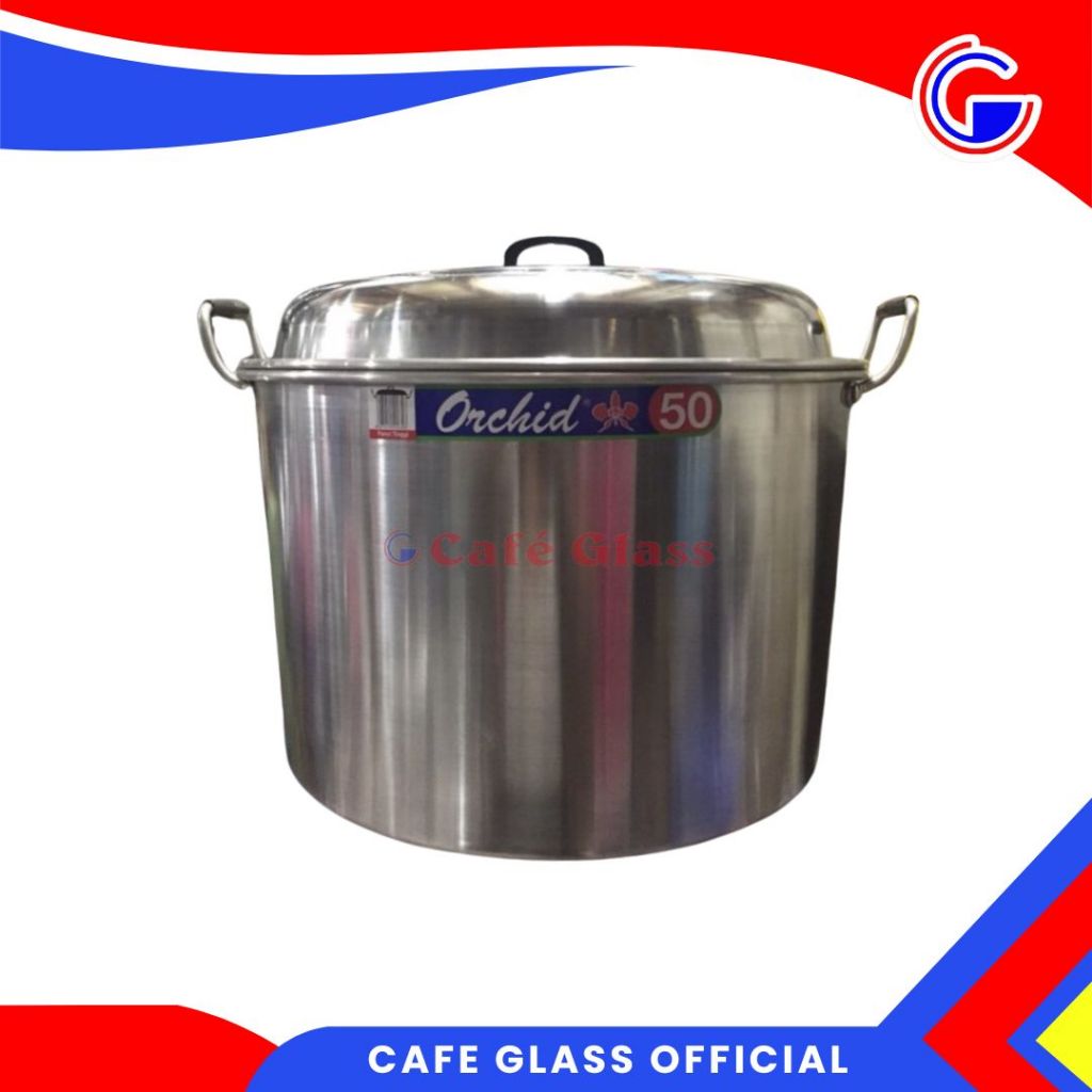 Panci Rebus Jumbo 50Cm/55cm Aluminium - Panci Tinggi Orchid - Panci Masak Gagang Dua [peti]