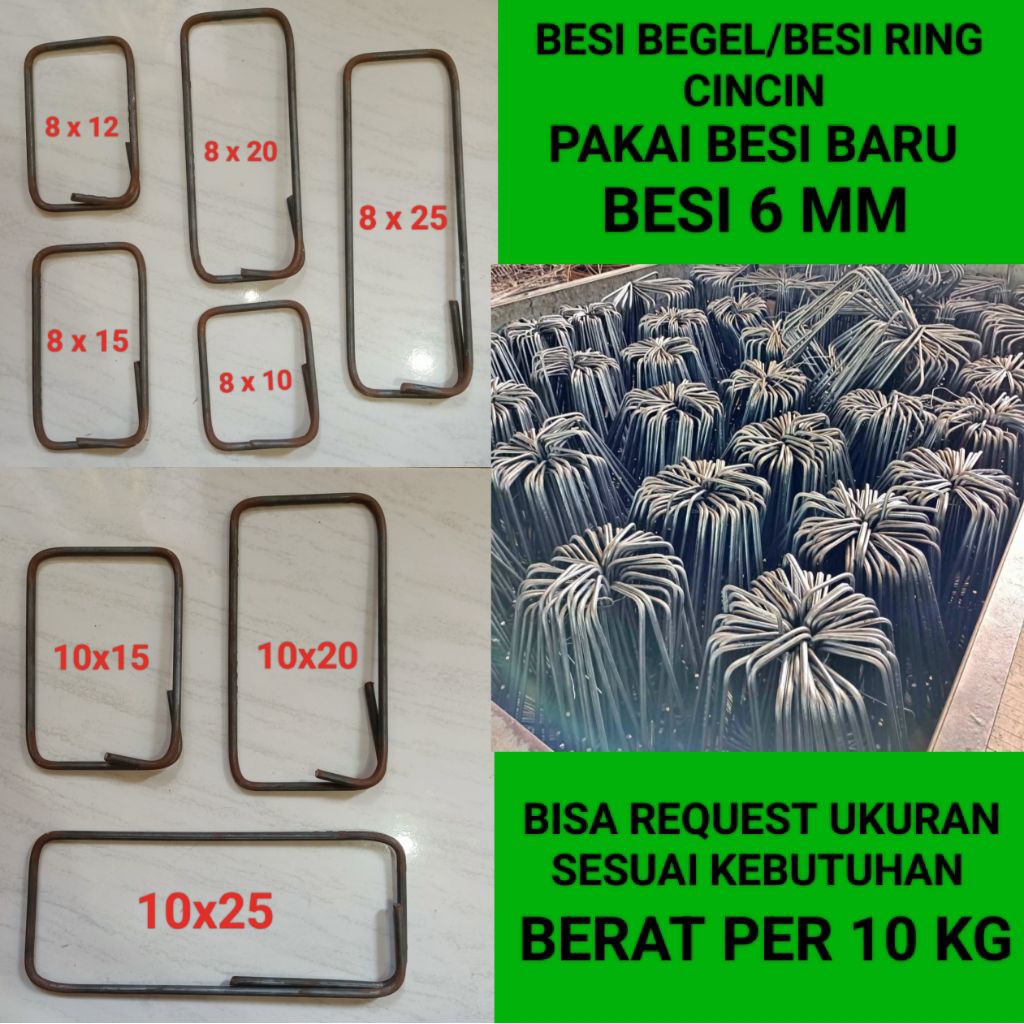 Jual besi begel/besi kolom/ring cincin 6mm pakai besi baru berat per 10 ...
