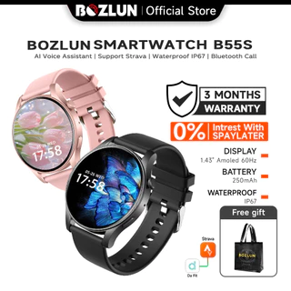 SKMEI X BOZLUN B55S Smartwatch 100% Original 100+ Sport Mode | IP67 Tahan Air| | AMOLED 1.43" 60Hz| 100+ Tema Bluetooth Call/ Data tidur  jam tangan wanita smartwatch