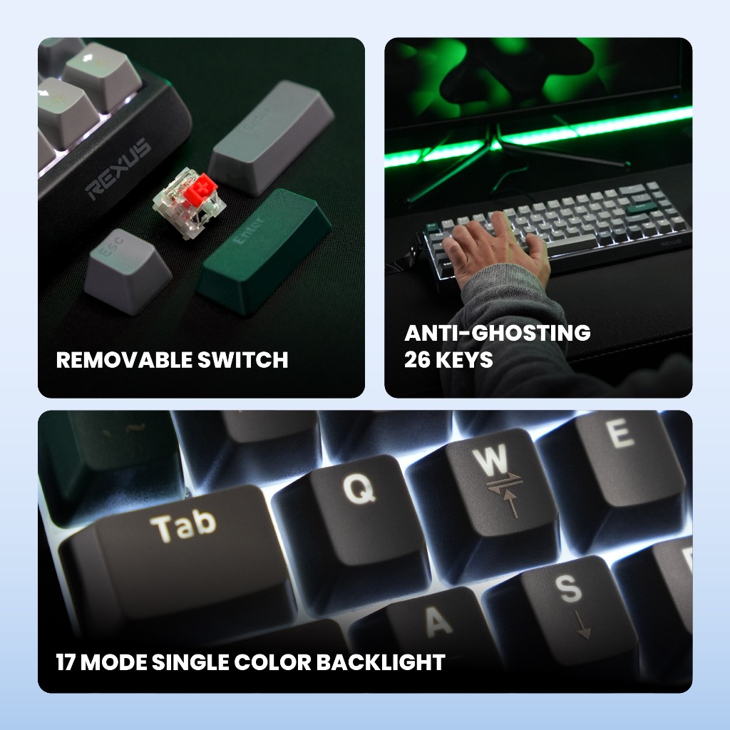 Rexus Heroic KX3 Keyboard Gaming Mechanical 65% Layout - Hotswap Switch (3)