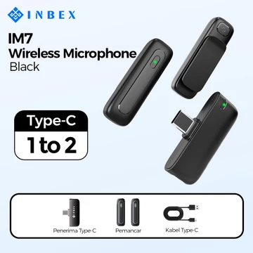 INBEX IM7 Microphone Mic Wireless Bluetooth Clip On Karaoke Untuk TikTok YouTube Facebook Live