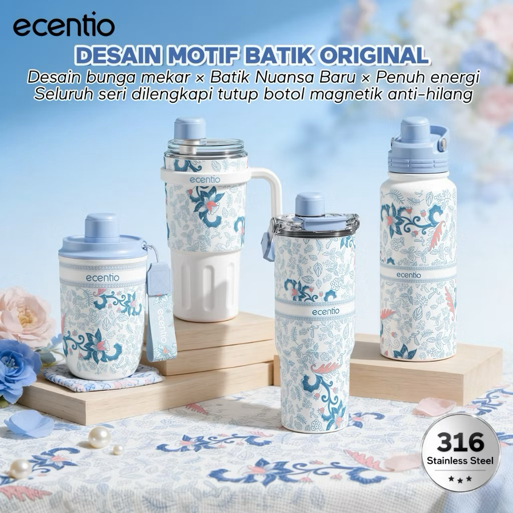 Jual Ecentio Tumbler Botol Minum Aesthetic 316 Stainless Portable 900ML ...