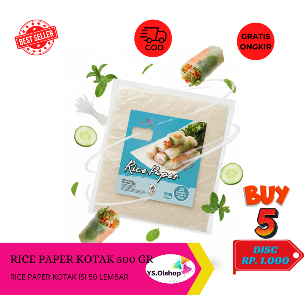 Jual Rice Paper KOTAK BULAT 500 g isi 50 lembar - Banh Trang 22cm ...