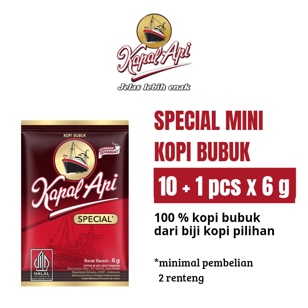 Jual Kopi kapal api mini special 6 gram /1 renteng (10+1 sachet ...