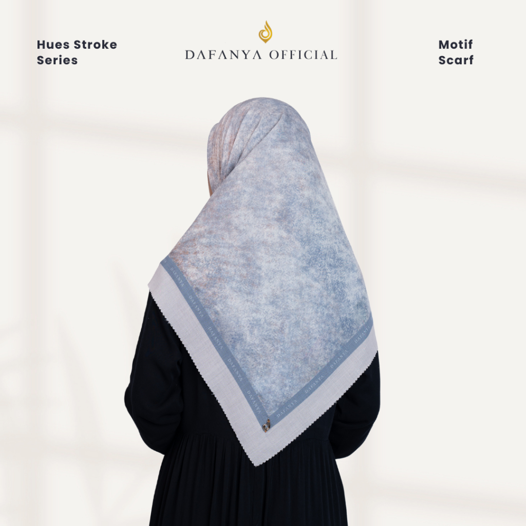 DAFANYA Syari 130x130 Hues Stroke Jilbab Motif Abstrak Kerudung Segi Empat Hijab Scarf Bahan Voal Laser Cut
