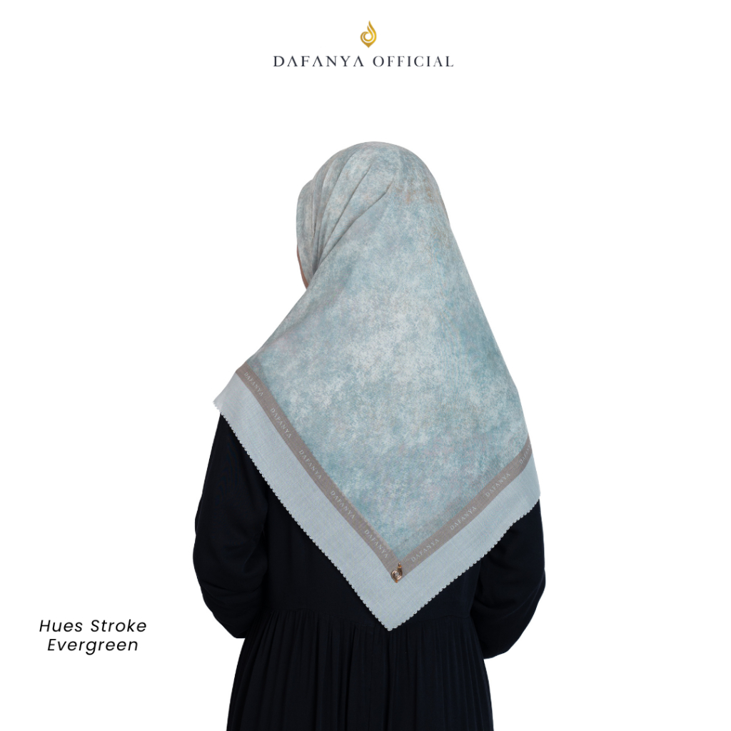 DAFANYA Syari 130x130 Hues Stroke Jilbab Motif Abstrak Kerudung Segi Empat Hijab Scarf Bahan Voal Laser Cut