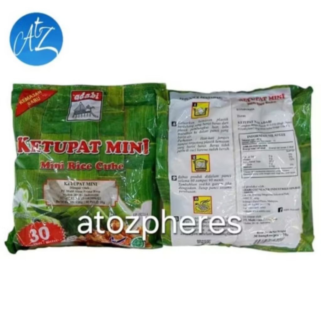 Jual Ketupat beras putih halal MUI adabi Mini Rice Cube 600g ( 30pcs x ...