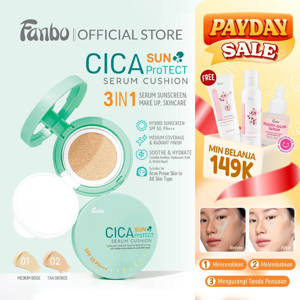 Jual (FREE BANDO!) - Fanbo Cica Sun Protect Sun Cushion SPF 50 PA ...
