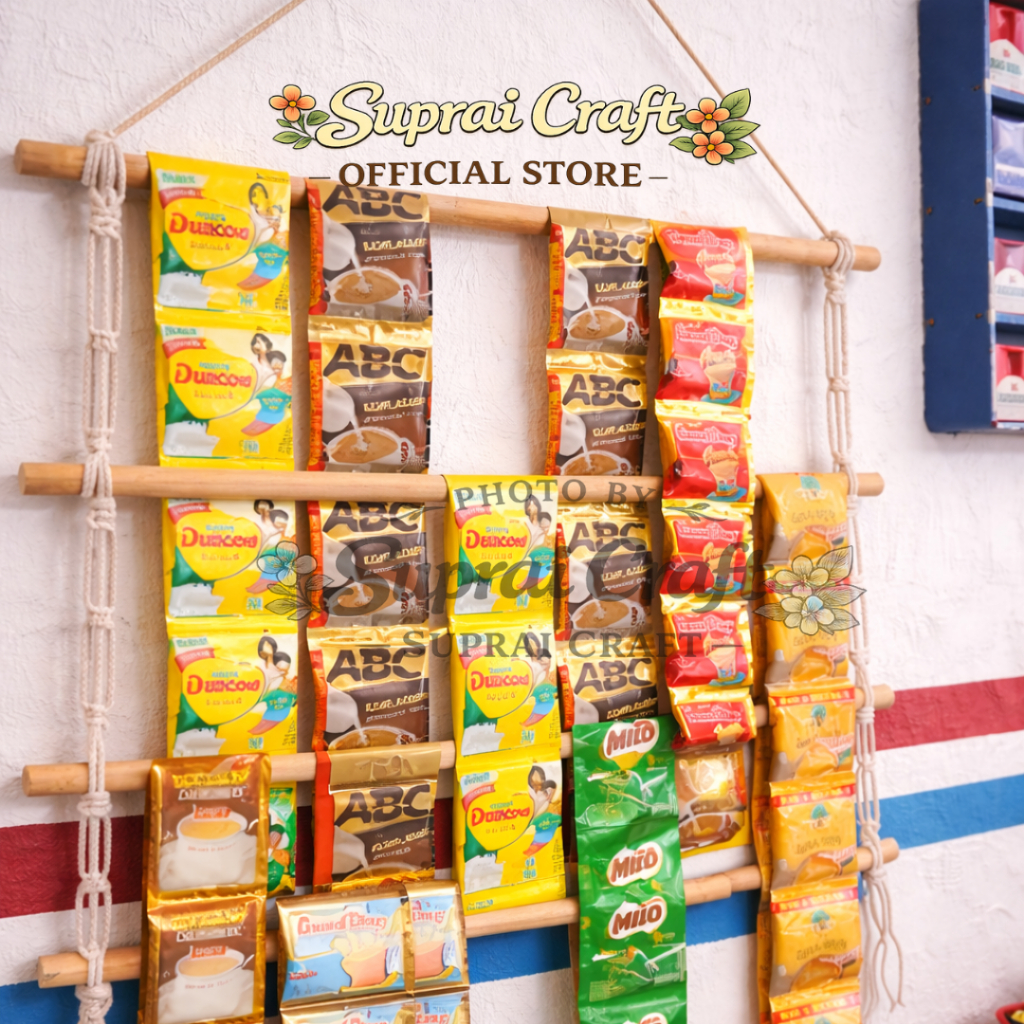 Jual Rak Gantungan Kayu Warung Minuman Sachet 4 Susun Display Rapi ...