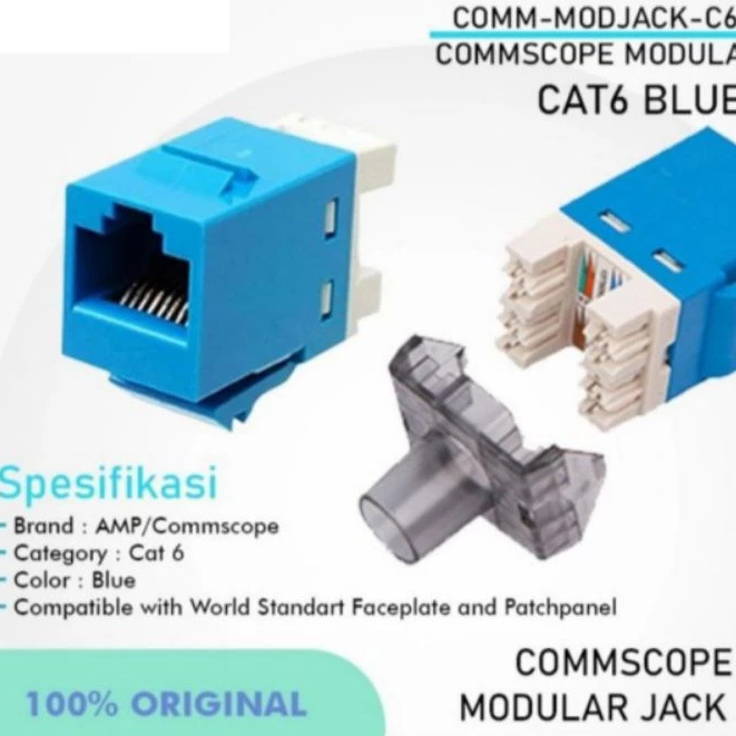 Jual COMMSCOPE Modular Jack RJ45 Cat6 Untuk Faceplate Patch Panel Biru ...