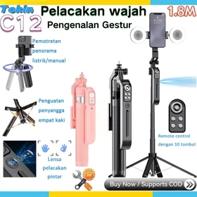 TOOREA C12 Tripod Selfie Stick Pelacakan Wajah Otomatis Tripod Pelacakan Wajah Otomatis Tripod
