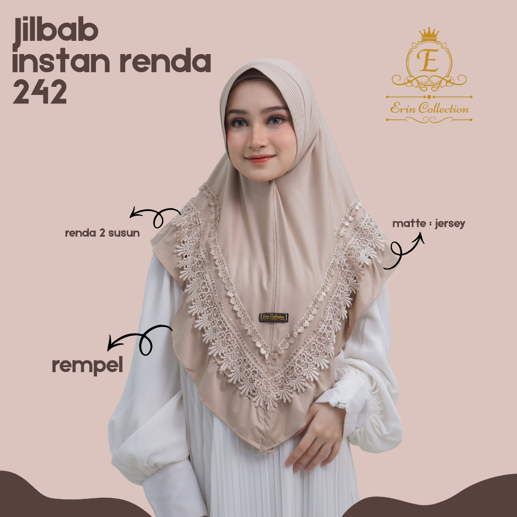 Jual JILBAB INSTAN JESEY/JILBAB RENDA INSTAN /JILBAB RENDA MEWAH ERIN ...