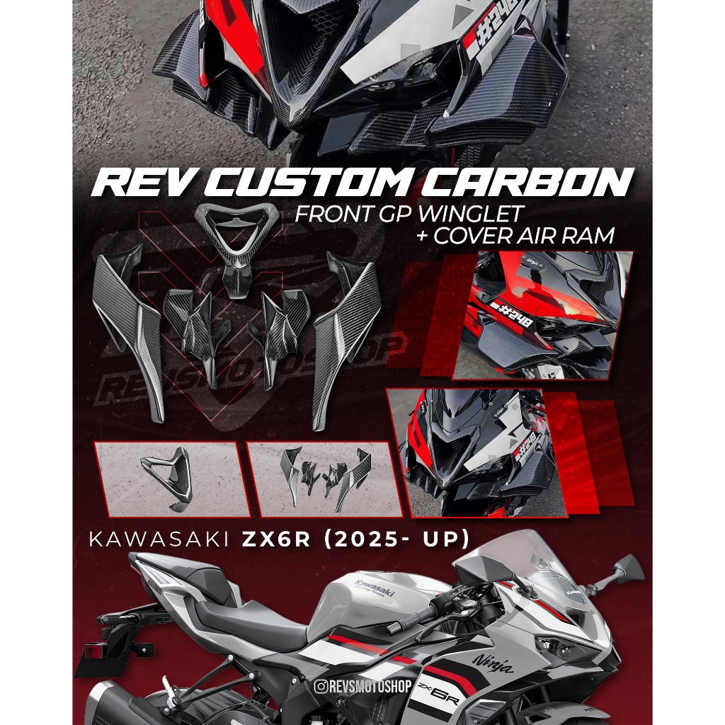 Jual REVS Carbon Custom Kawasaki ZX6R NEW 2025 Up- GP WINGLET | Shopee ...
