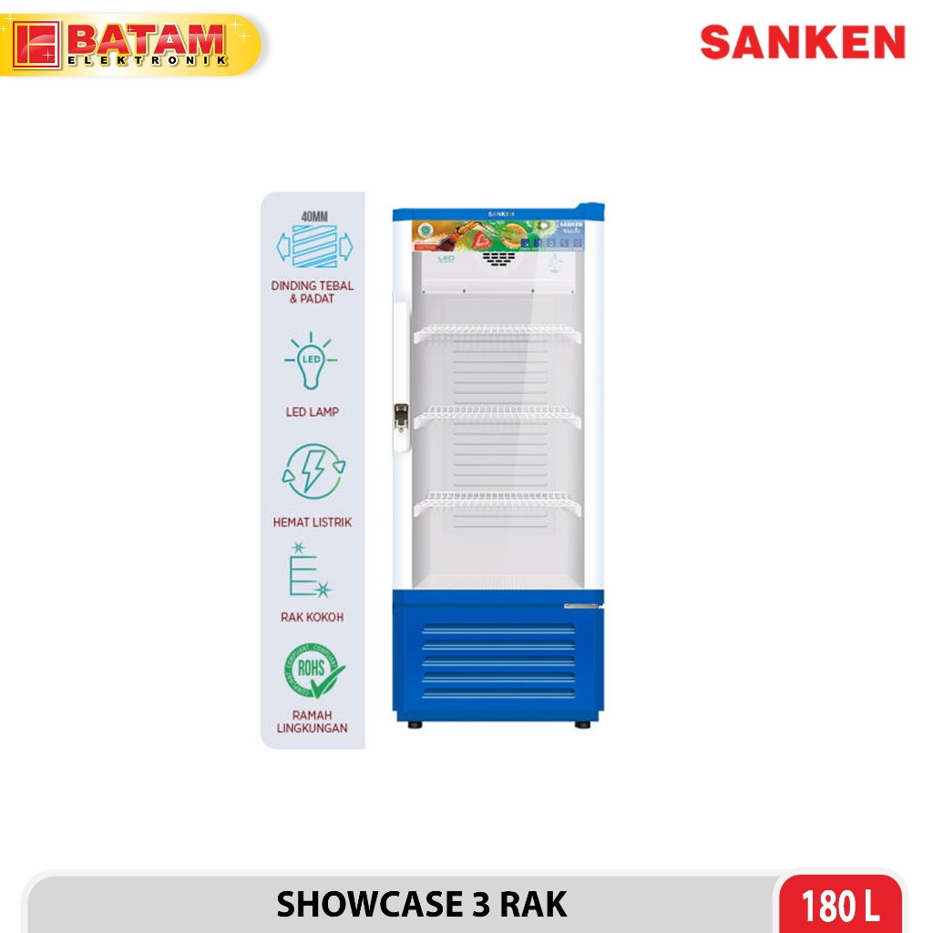 Jual Sanken Showcase 1 Pintu 3 Rak 180 Liter - SRS-185 | Shopee Indonesia