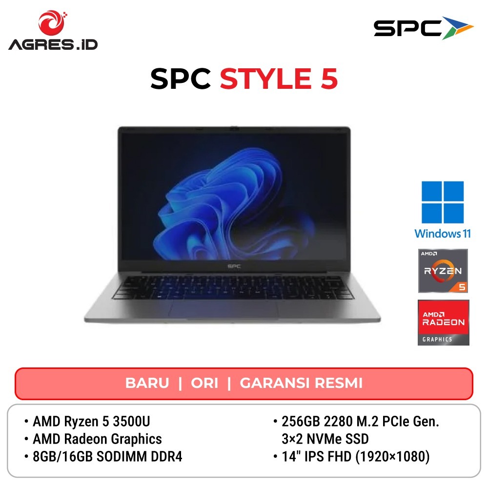 Jual LAPTOP SPC Style 5 AMD Ryzen 5 3500 - RAM 8gb 256gb Windows 11 ...