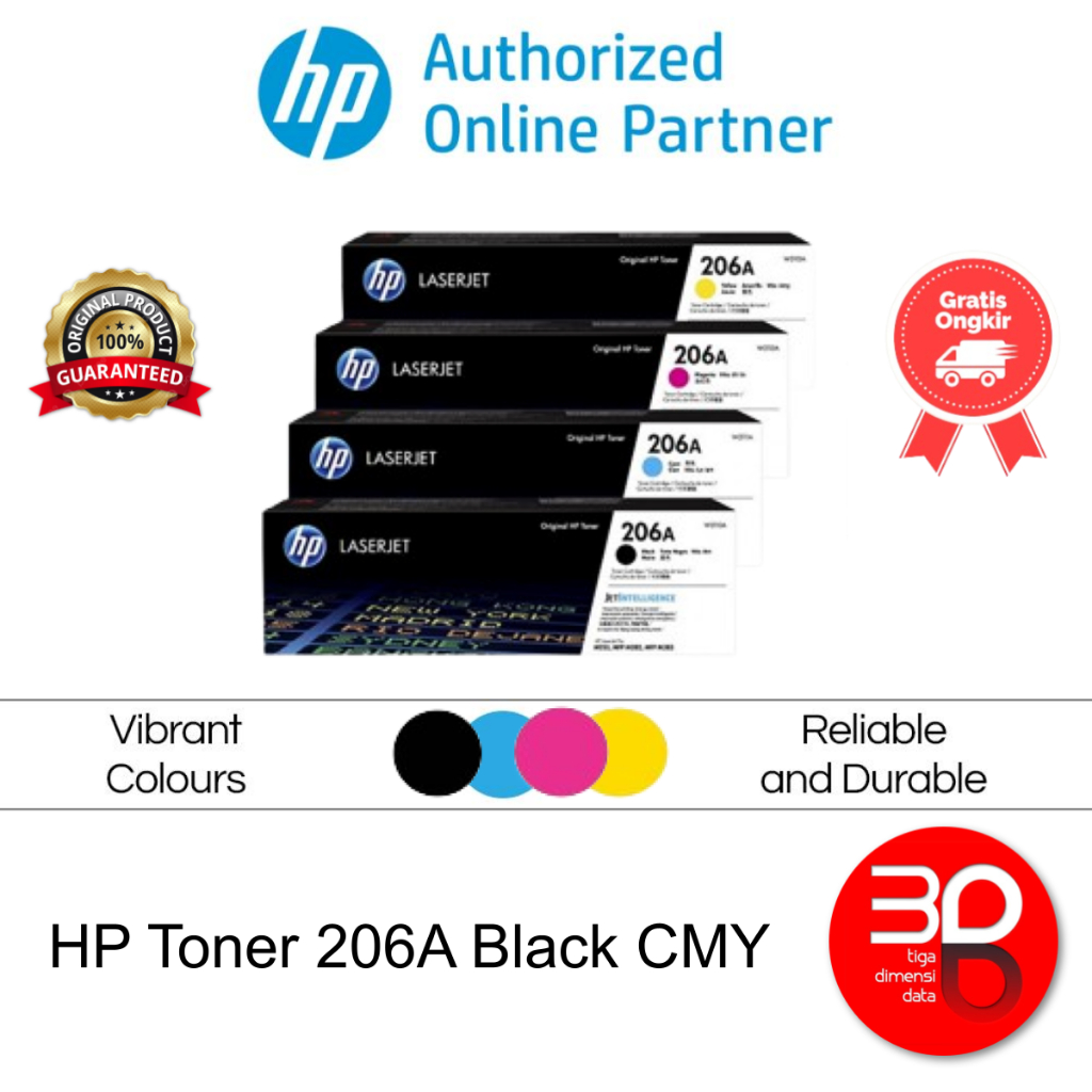 HP Toner 206A Black Cyan Magenta Yellow LaserJet Cartridge Original [W2110A W2111A W2112A W2113A]