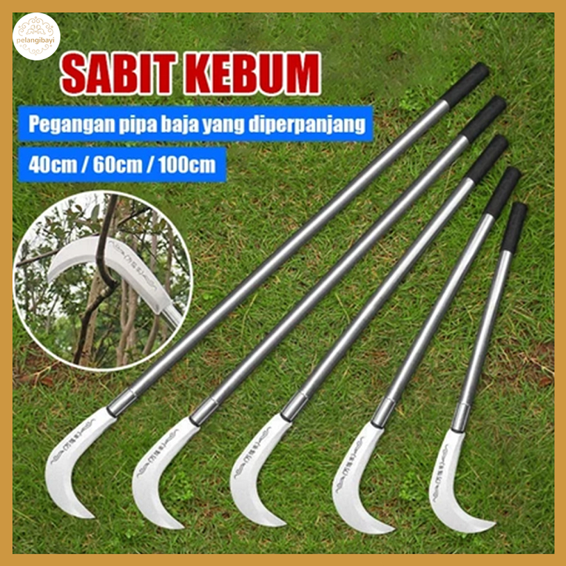 60/80/100cm Sabit Arit Rumput Baja Asli / Sabit Ranting Pohon Sabit Rumput Arit Padi Alat Pembelah Bambu [COD]