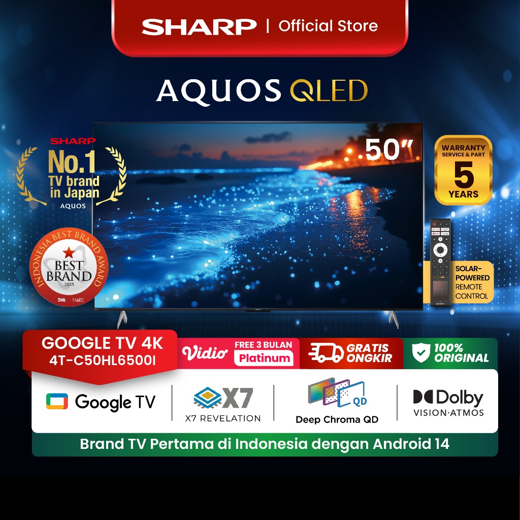 Jual SHARP 4K Google TV 50 Inch - 4T-C50HL6500I - X7 Revelation ...