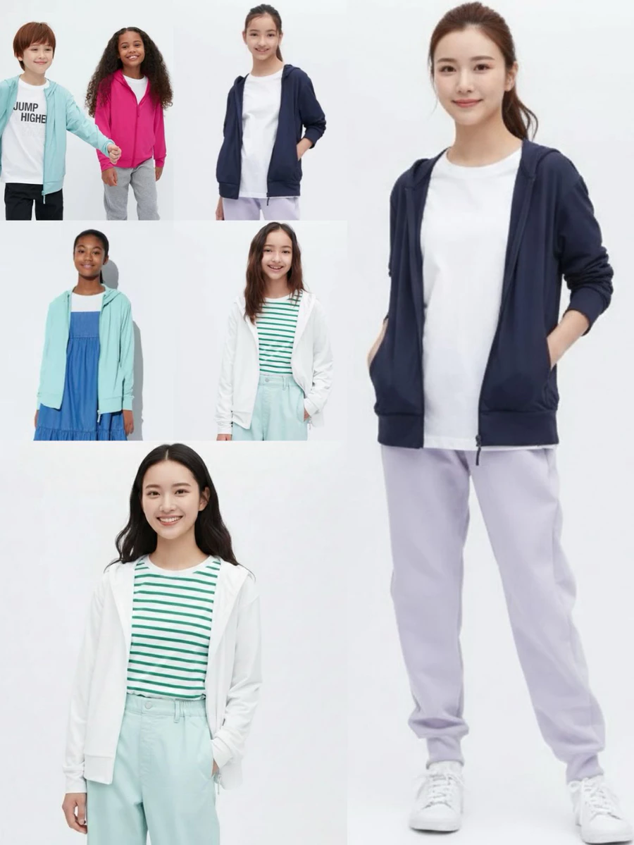 Jaket Mesh Hoodie Windbreaker Junior ABG Bahan Ringan Stretchy Proteksi Sinar UV - UNQ-9796