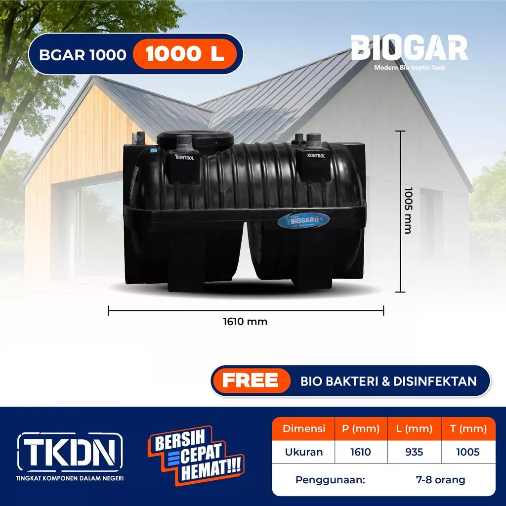 Jual Bio Septic Tank BIOGAR B-GAR 1000 Liter Tangki Septik 5 Tahap ...