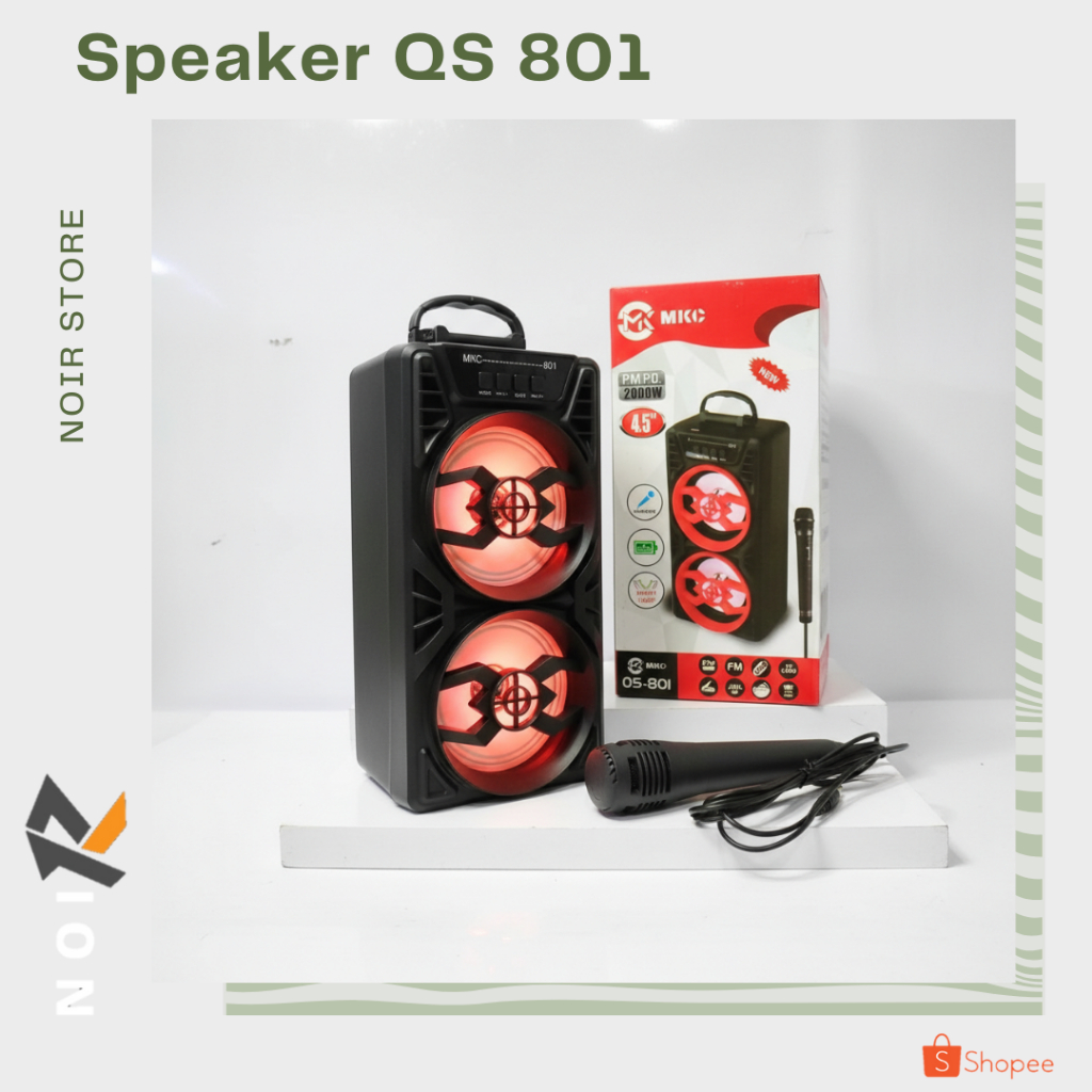 Jual NOIR Speaker QS 801 Bluetooth Portable Ukuran 4.5 X 2