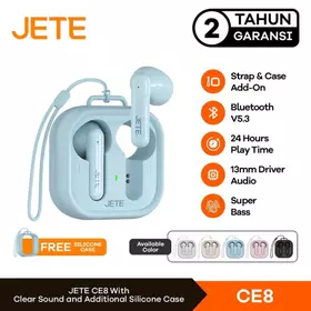 TWS Bluetooth JETE CE8 Earbuds Macaron BT 5.3 Super Bass 24 Hours Playtime Garansi 2th