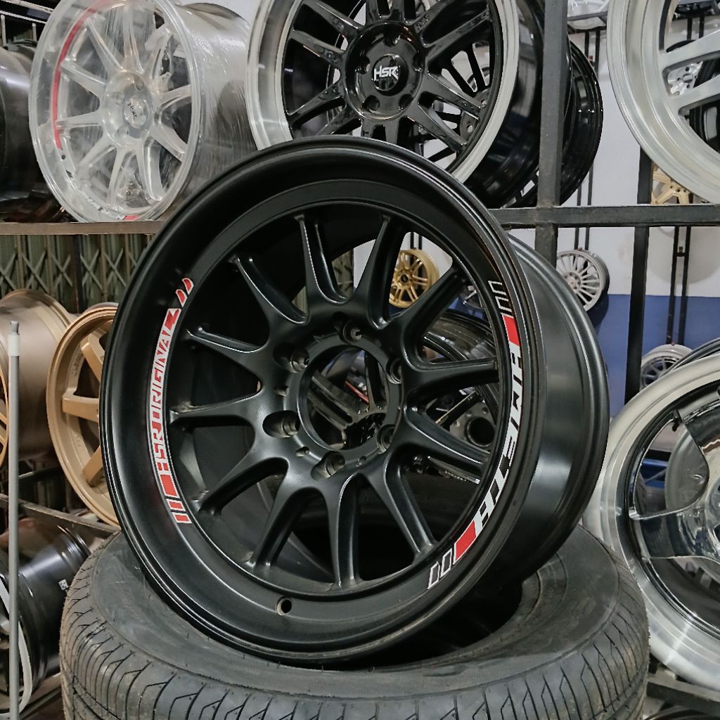 Jual Velg Mobil Ring 17 Baut 6 HSR Wheels type ameth warna black Pelek ...
