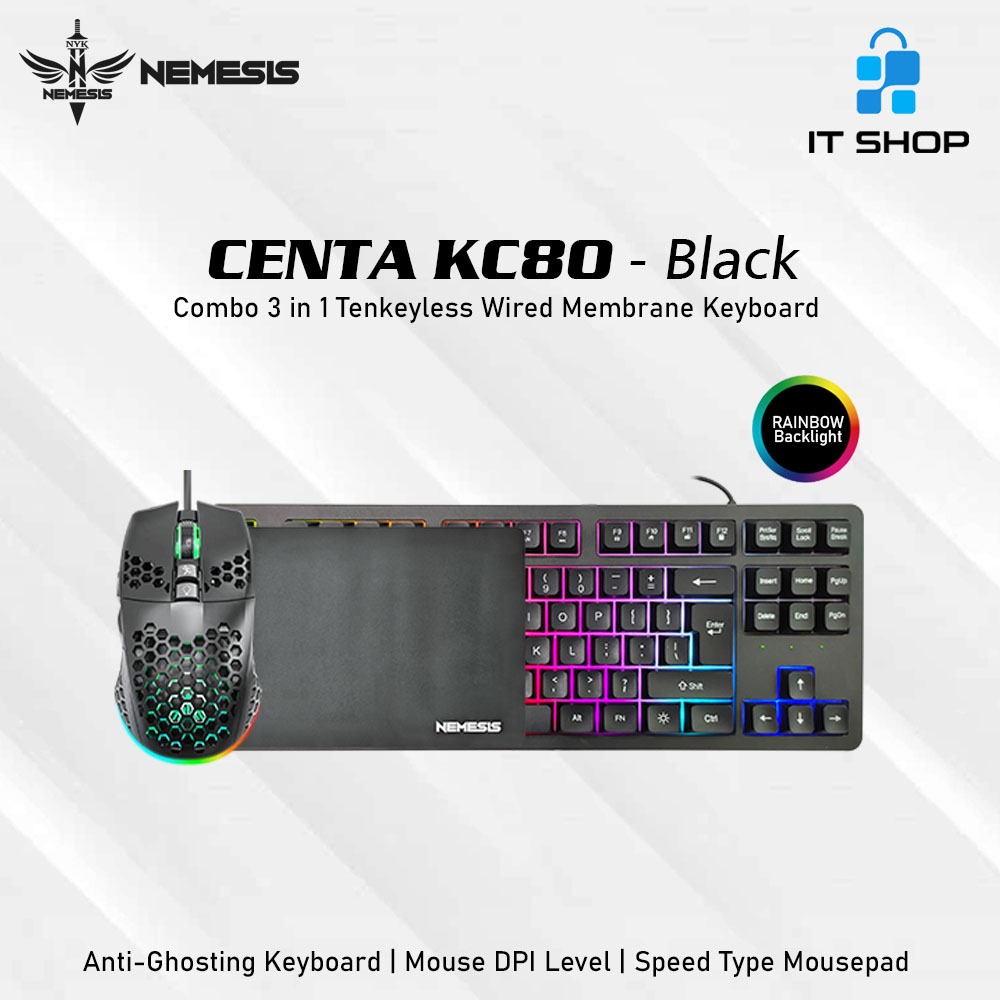 Jual NYK Nemesis CENTA KC80 Black Combo 3 in 1 Membrane TKL | Shopee ...
