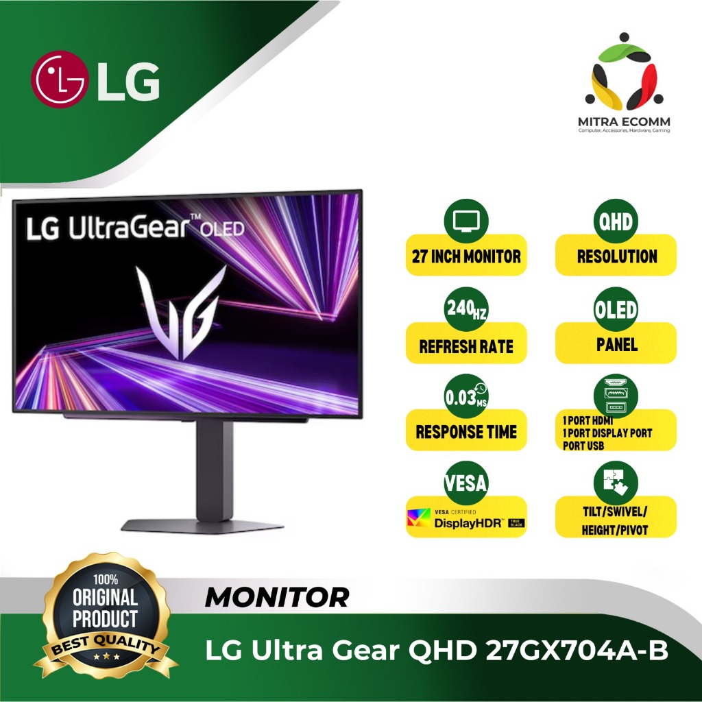 Jual Monitor LG Ultra Gear 27" 27GX704A-B QHD OLED 240Hz | Shopee Indonesia