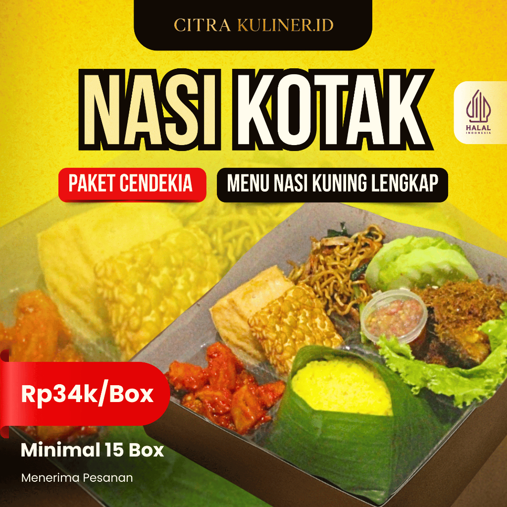 Jual Nasi Kuning Box Ayam Goreng, Paket Cendekia, Kentang Balado, Mie ...