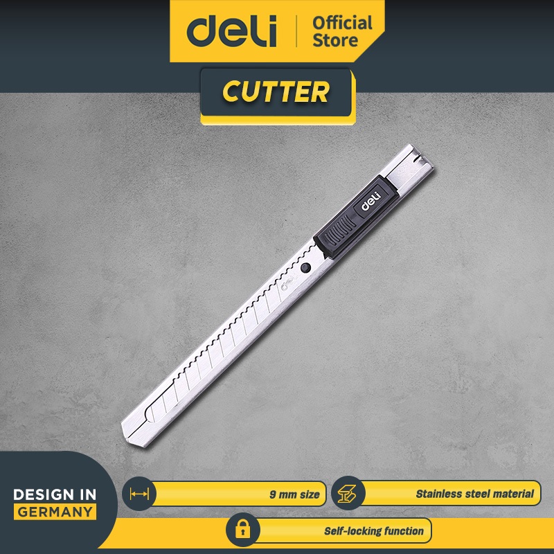 Jual Deli Tools Cutter / Cutter #9mm #SILVER / DL4198 | Shopee Indonesia